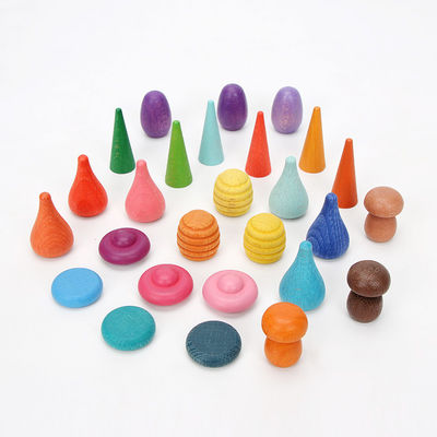 Cones 4cm Wooden Rainbow Stacker Wooden Mushroom Puzzle