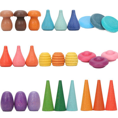 Cones 4cm Wooden Rainbow Stacker Wooden Mushroom Puzzle