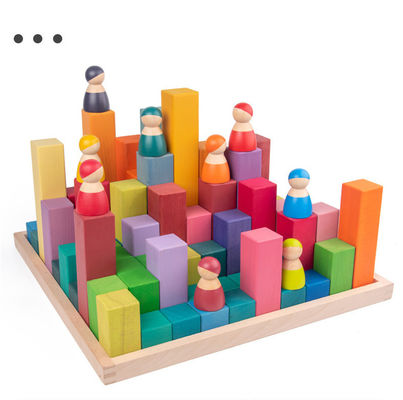 ISO9001 1001 Night Wooden Rainbow Stacker Toy Beech Rome Grimms