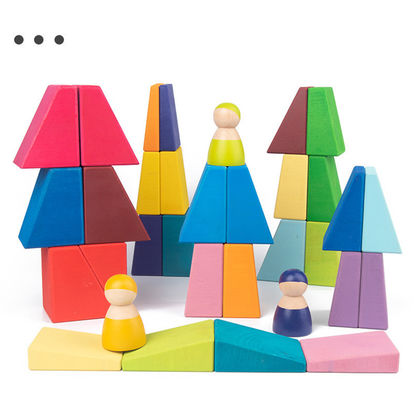 ISO9001 1001 Night Wooden Rainbow Stacker Toy Beech Rome Grimms