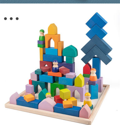 ISO9001 1001 Night Wooden Rainbow Stacker Toy Beech Rome Grimms