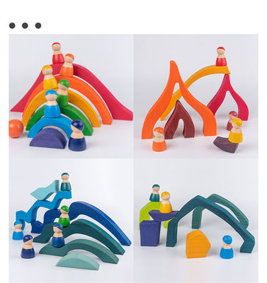 ISO9001 1001 Night Wooden Rainbow Stacker Toy Beech Rome Grimms