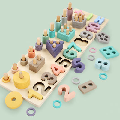 Geometric 14cm Wooden Math Toy Montessori Math Blocks Preschool Teaching