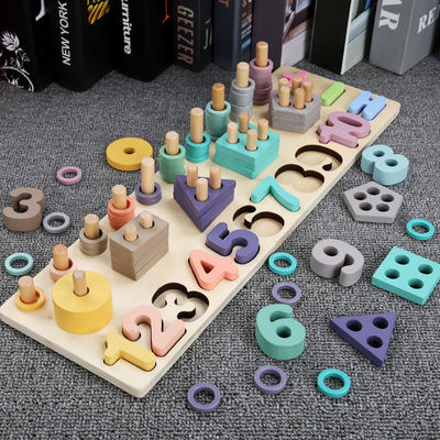 Geometric 14cm Wooden Math Toy Montessori Math Blocks Preschool Teaching