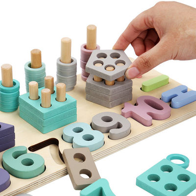 Geometric 14cm Wooden Math Toy Montessori Math Blocks Preschool Teaching