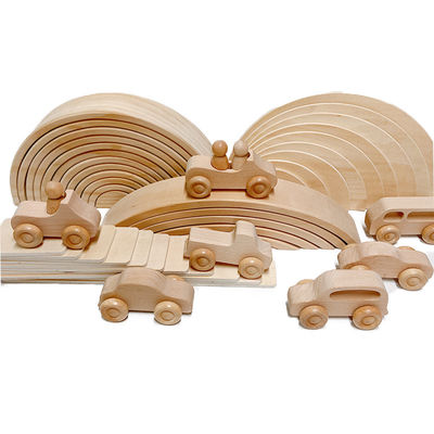 Rainbow 35.5cm Coloured Wooden Building Blocks Large Baby