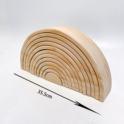 Rainbow 35.5cm Coloured Wooden Building Blocks Large Baby
