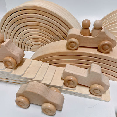 Rainbow 35.5cm Coloured Wooden Building Blocks Large Baby