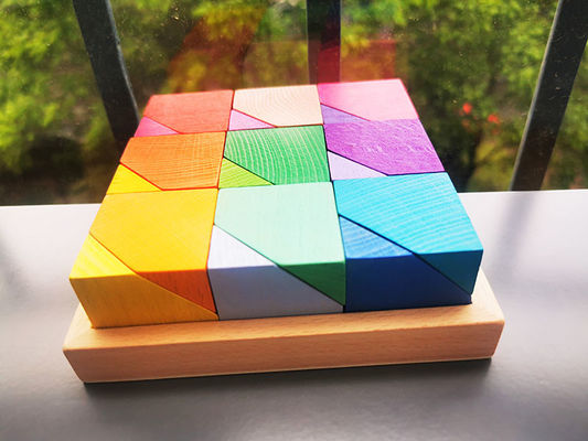 2300g 4cm Rainbow Wooden Flower Puzzle Wooden Stone Stacking Game