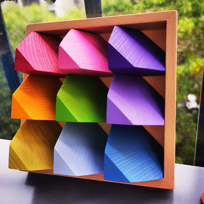 2300g 4cm Rainbow Wooden Flower Puzzle Wooden Stone Stacking Game