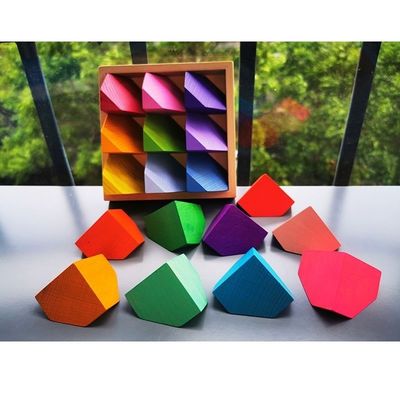2300g 4cm Rainbow Wooden Flower Puzzle Wooden Stone Stacking Game