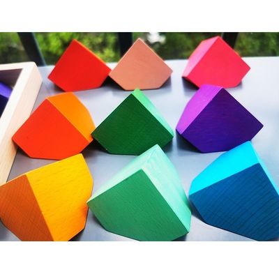 2300g 4cm Rainbow Wooden Flower Puzzle Wooden Stone Stacking Game