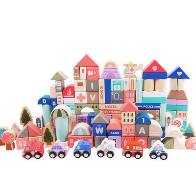 Traffic City Scenes Wooden Building Blocks Toy 115pcs Assembled Early Educational