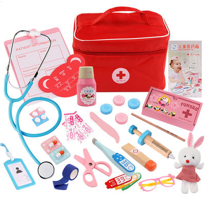 OEM Portable Kids Simulation Wooden Toy Doctor Kit