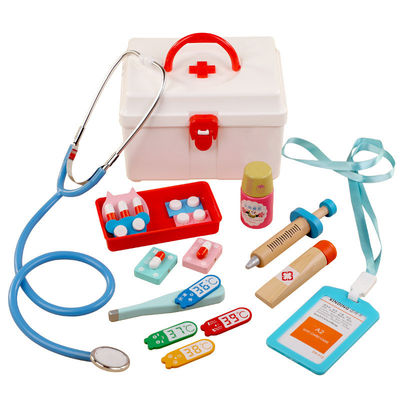 OEM Portable Kids Simulation Wooden Toy Doctor Kit