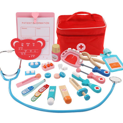 OEM Portable Kids Simulation Wooden Toy Doctor Kit