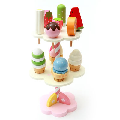 Realistic Simulation Wooden Magnetic Ice Cream Toy With Display Stand