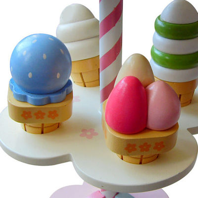 Realistic Simulation Wooden Magnetic Ice Cream Toy With Display Stand