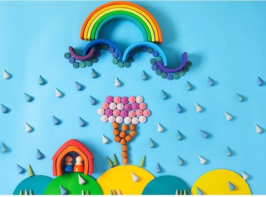 6pcs Rainbow Stacker Montessori Educational Wooden Toys