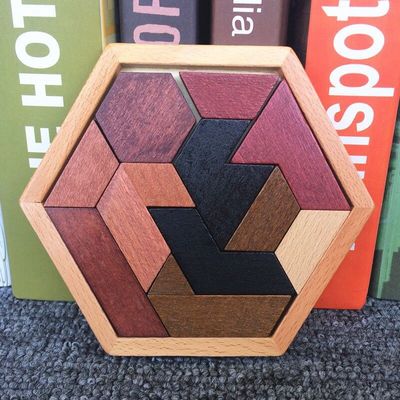 Children'S Montessori Hexagonal Wooden Jigsaw Puzzles