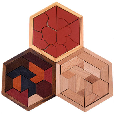 Children'S Montessori Hexagonal Wooden Jigsaw Puzzles