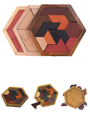 Children'S Montessori Hexagonal Wooden Jigsaw Puzzles