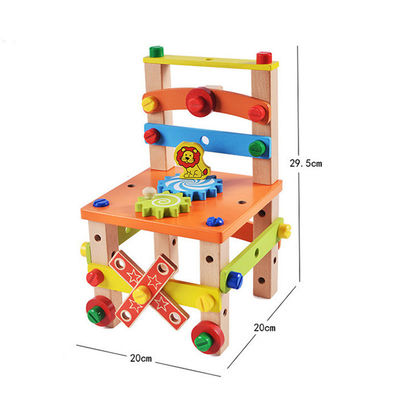 Montessori Wooden Kids Chair Toy With Water Based Painted