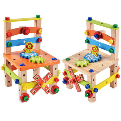 Montessori Wooden Kids Chair Toy With Water Based Painted