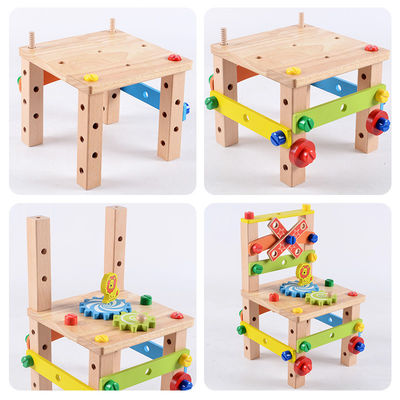 Montessori Wooden Kids Chair Toy With Water Based Painted