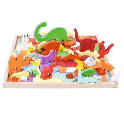ISO Stereoscopic Wooden Animal Puzzle For Kids Early Education
