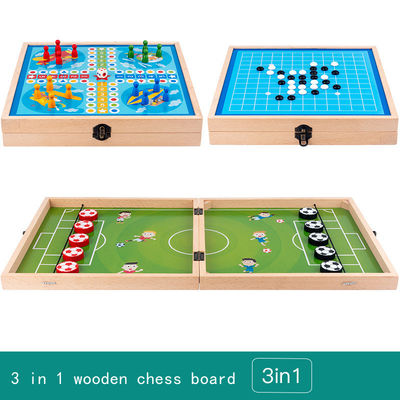 ISO9001 Children Multifunctional 3 In 1 Wooden Chess Pieces