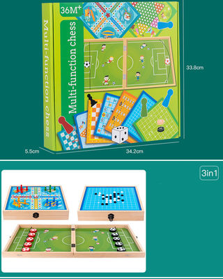 ISO9001 Children Multifunctional 3 In 1 Wooden Chess Pieces