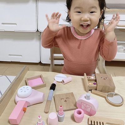 ISO9001 Childrens Portable Montessori Wooden Cosmetic Toy Set