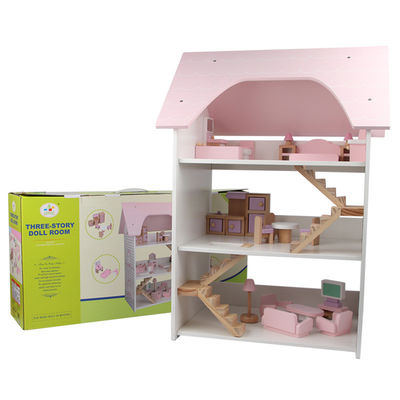 Water Based Coating Mini Wooden Simulation House For Children