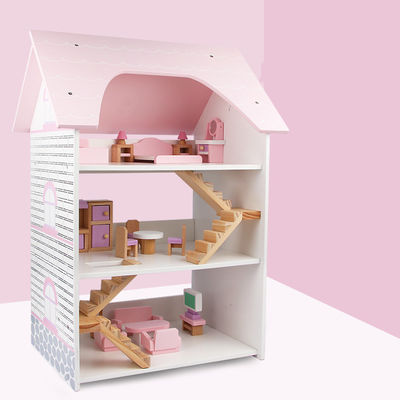 Water Based Coating Mini Wooden Simulation House For Children