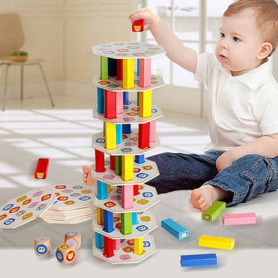 54pcs Nontoxic Wooden Stacked High Board Games
