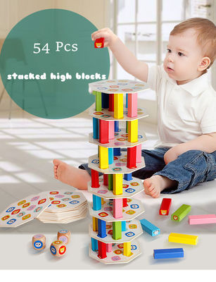 54pcs Nontoxic Wooden Stacked High Board Games