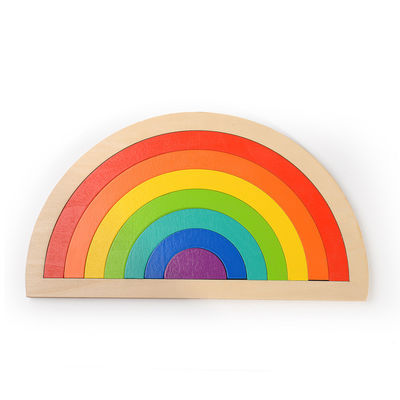 Early Childhood Development Wooden Rainbow Puzzle Blocks