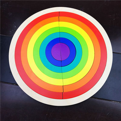 Early Childhood Development Wooden Rainbow Puzzle Blocks