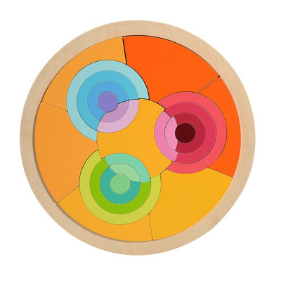 Early Childhood Development Wooden Rainbow Puzzle Blocks