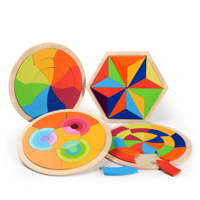 Early Childhood Development Wooden Rainbow Puzzle Blocks