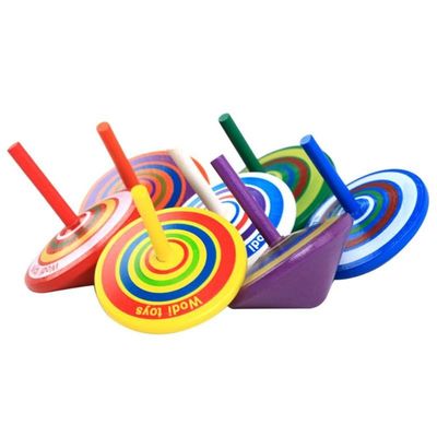Kids Rainbow Wooden Gyro Toy Wheel For Stress Relieving