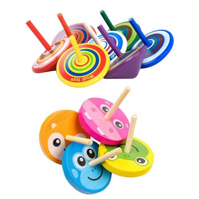 Kids Rainbow Wooden Gyro Toy Wheel For Stress Relieving