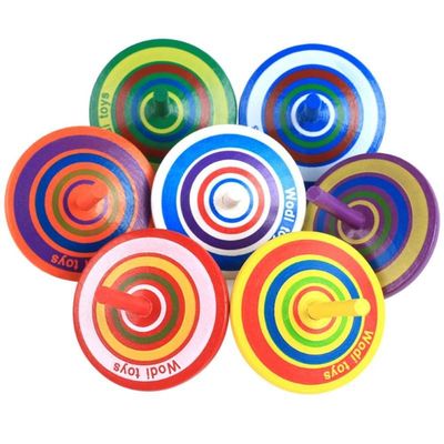 Kids Rainbow Wooden Gyro Toy Wheel For Stress Relieving