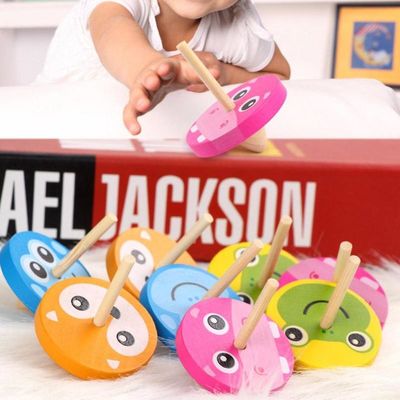 Kids Rainbow Wooden Gyro Toy Wheel For Stress Relieving