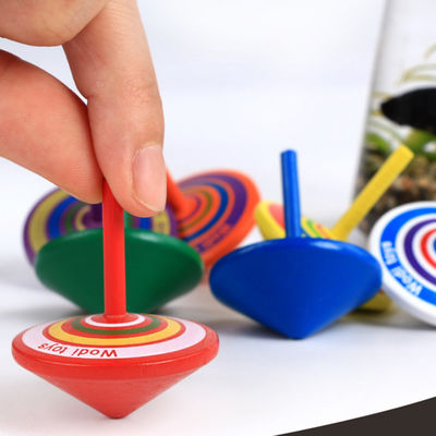 Kids Rainbow Wooden Gyro Toy Wheel For Stress Relieving