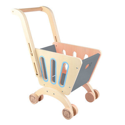 Children's Double Deck Wooden Toy Shopping Trolley