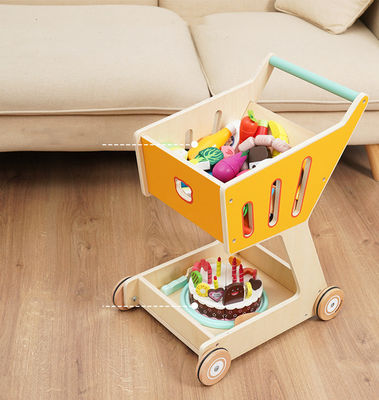 Children's Double Deck Wooden Toy Shopping Trolley