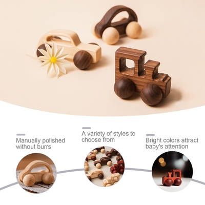 9/Style Baby Building Blocks Toy Maple Car Mahogany Classic Car Black Walnut Gift Toy Beech Wood Car Educational Montess