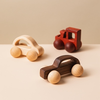 9/Style Baby Building Blocks Toy Maple Car Mahogany Classic Car Black Walnut Gift Toy Beech Wood Car Educational Montess